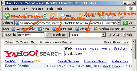 Screenshot of Web Search Bar