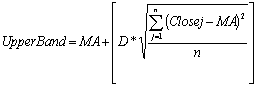 Bollinger Bands upper line formula