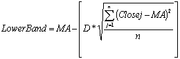 Bollinger Bands lower line formula