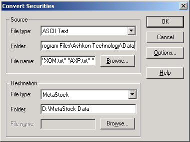 MetaStock Data Settings