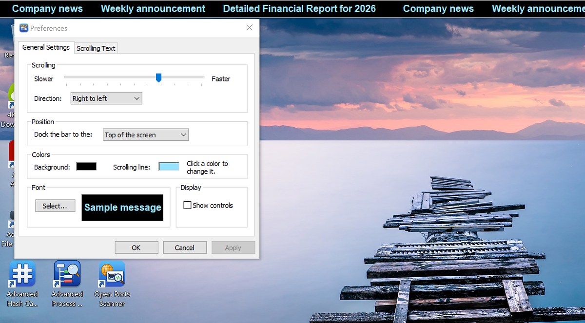 Presentation Ticker main window