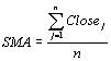 Simple Moving Averages formula