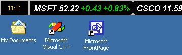 Windows 8 Stock Ticker Application Bar full